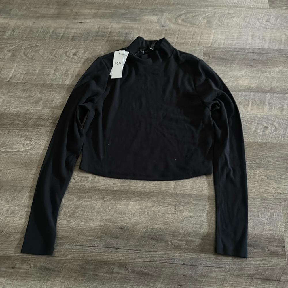 Ugg Turtleneck Knit Ribbed Top Long Sleeve Black Size XL NWT
